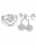 Classic Cushion Drop Diamond Jewelry Set 14K