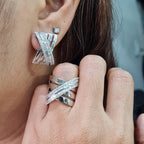 Crossover Baguette Statement Diamond Jewelry Set 14K