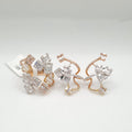 Two Tone Baguette Overlap Deco Statement Diamond Jewelry Set 14K