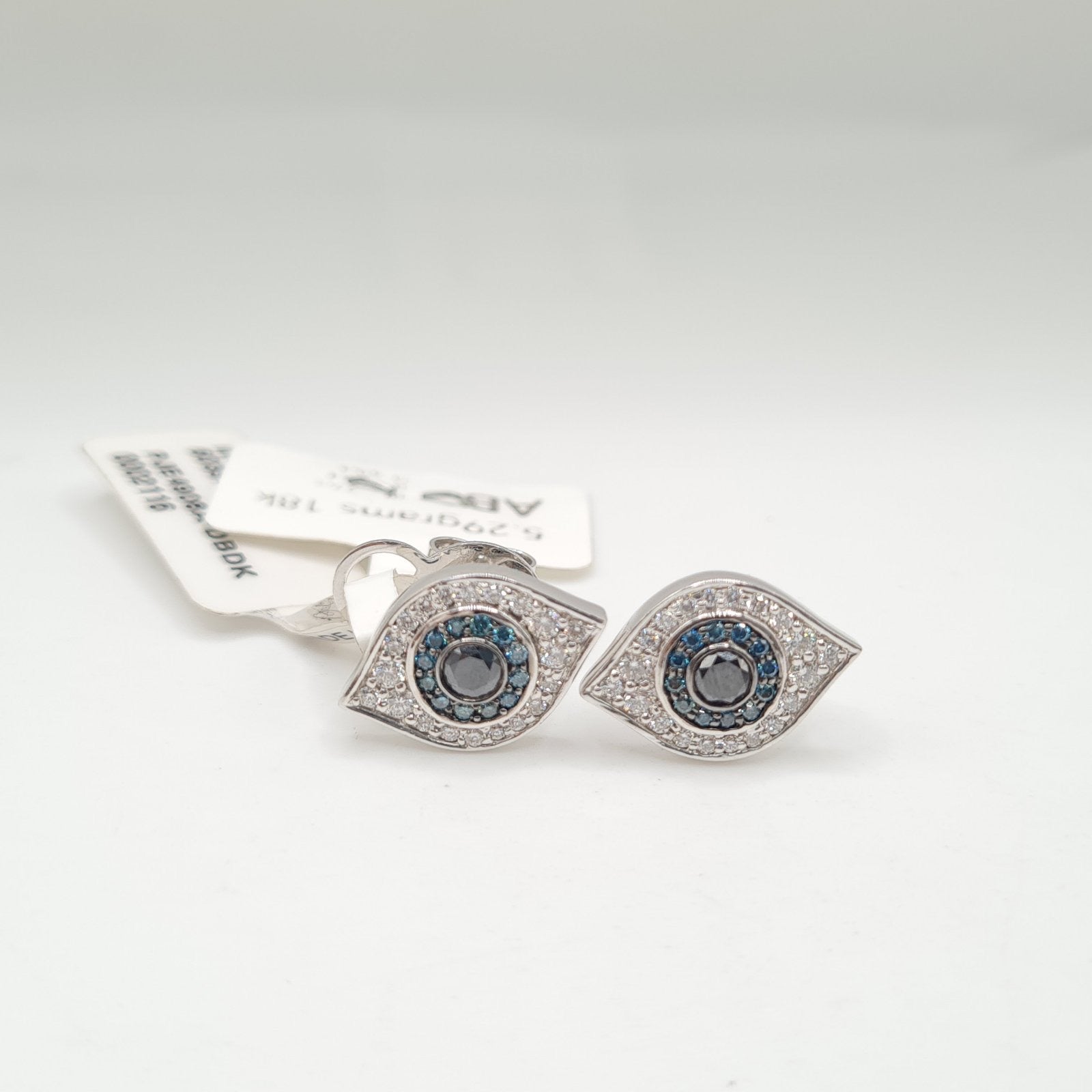 Blue Diamond Evil Eye Diamond Earrings 18K
