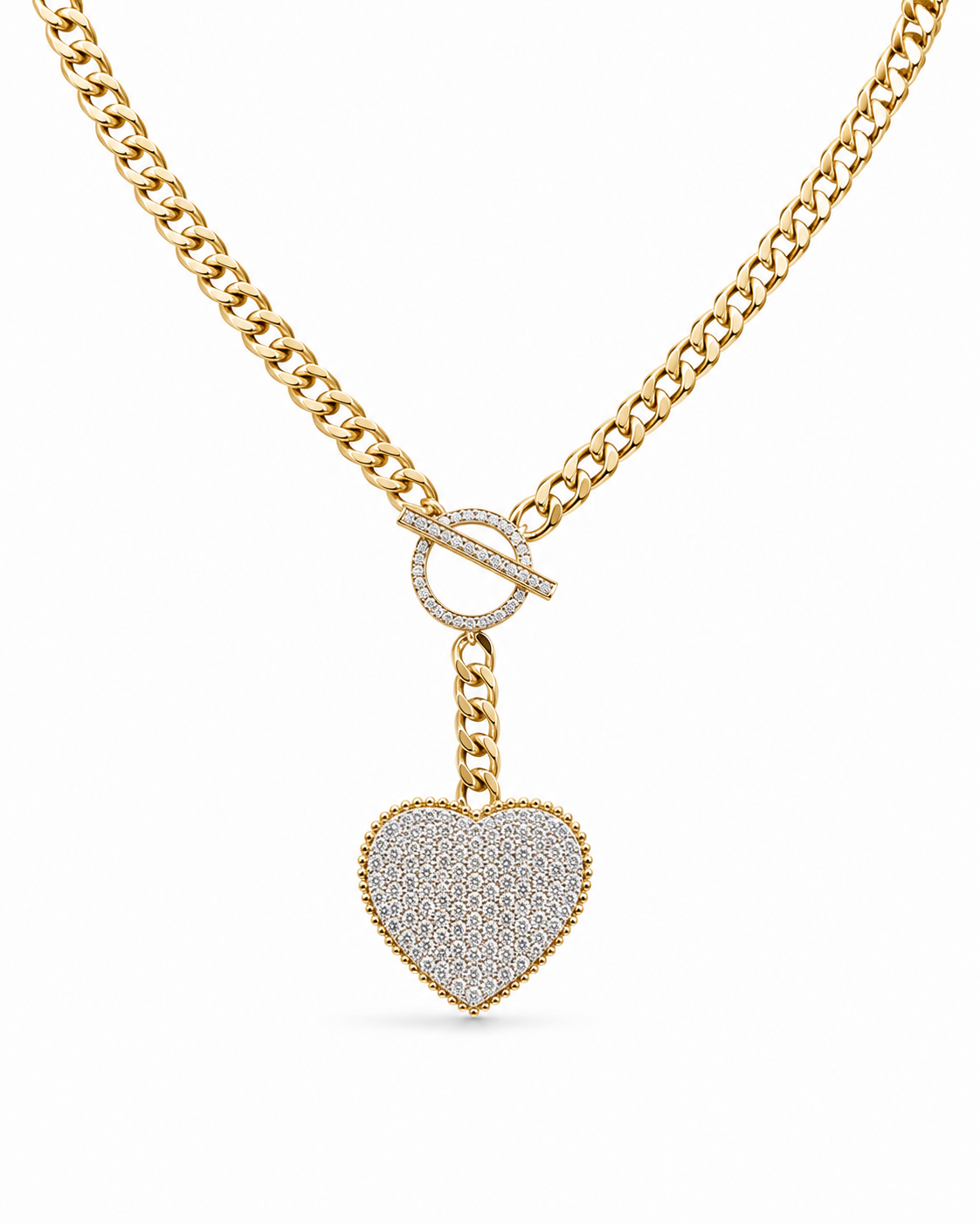 Classic Heart Locket Chain Diamond Necklace 14K