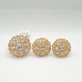 Golden Round Floral Cushion Diamond Jewelry Set 14K