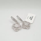 Round Knot Invisible Setting Dangling Diamond Earrings 14K