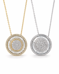 Classic Round Large Baguette Diamond Necklace 14K