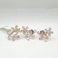 Three Tone Floral Overlap Diamond Jewelry Set 14K