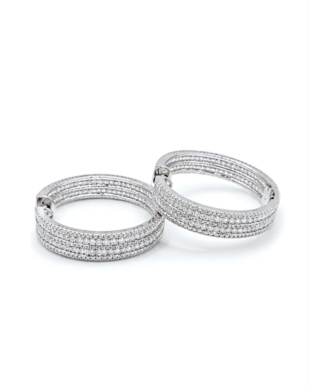 Classic Large Baguette Hoop Statement Diamond Earrings 14K