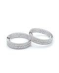 Classic Large Baguette Hoop Statement Diamond Earrings 14K