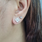 Dainty Clover Stud Diamond Earrings 14K