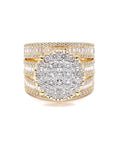 Classic Round Invisible Setting Golden Layered Half Eternity Diamond Ring 14K