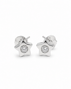 Classic 0.20cts Round Solitaire Star Stud Diamond Earrings 18K