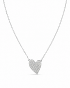 Classic Heart Pave Diamond Necklace 14K