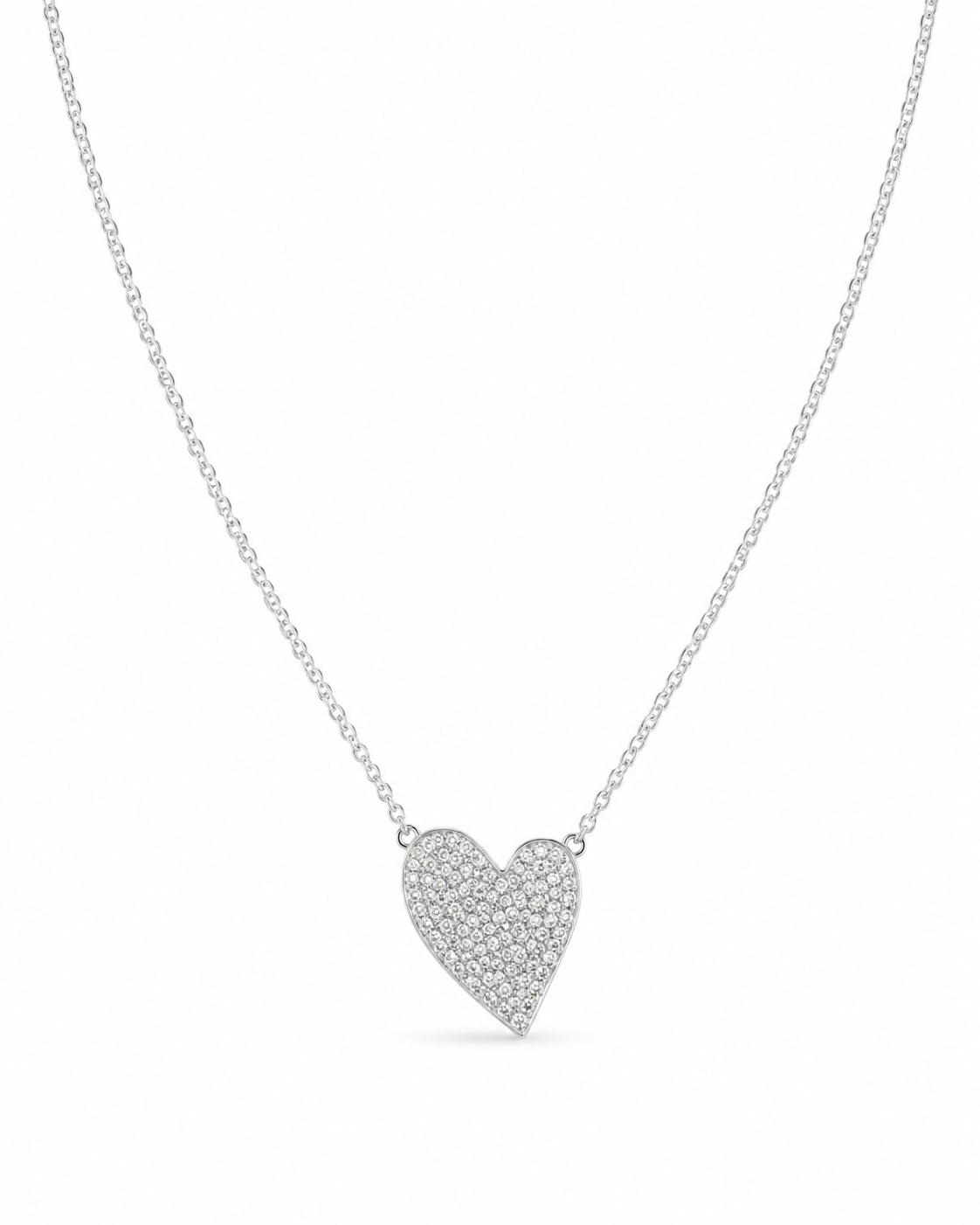 Classic Heart Pave Diamond Necklace 14K