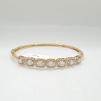 Golden Emerald Halo Diamond Bracelet 14kt 16cm