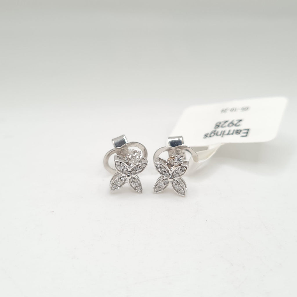 X Dainty Round Floral Stud Diamond Earrings 14K