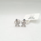 X Dainty Round Floral Stud Diamond Earrings 14K