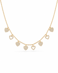 Classic Heart Station Diamond Studded Necklace 14K