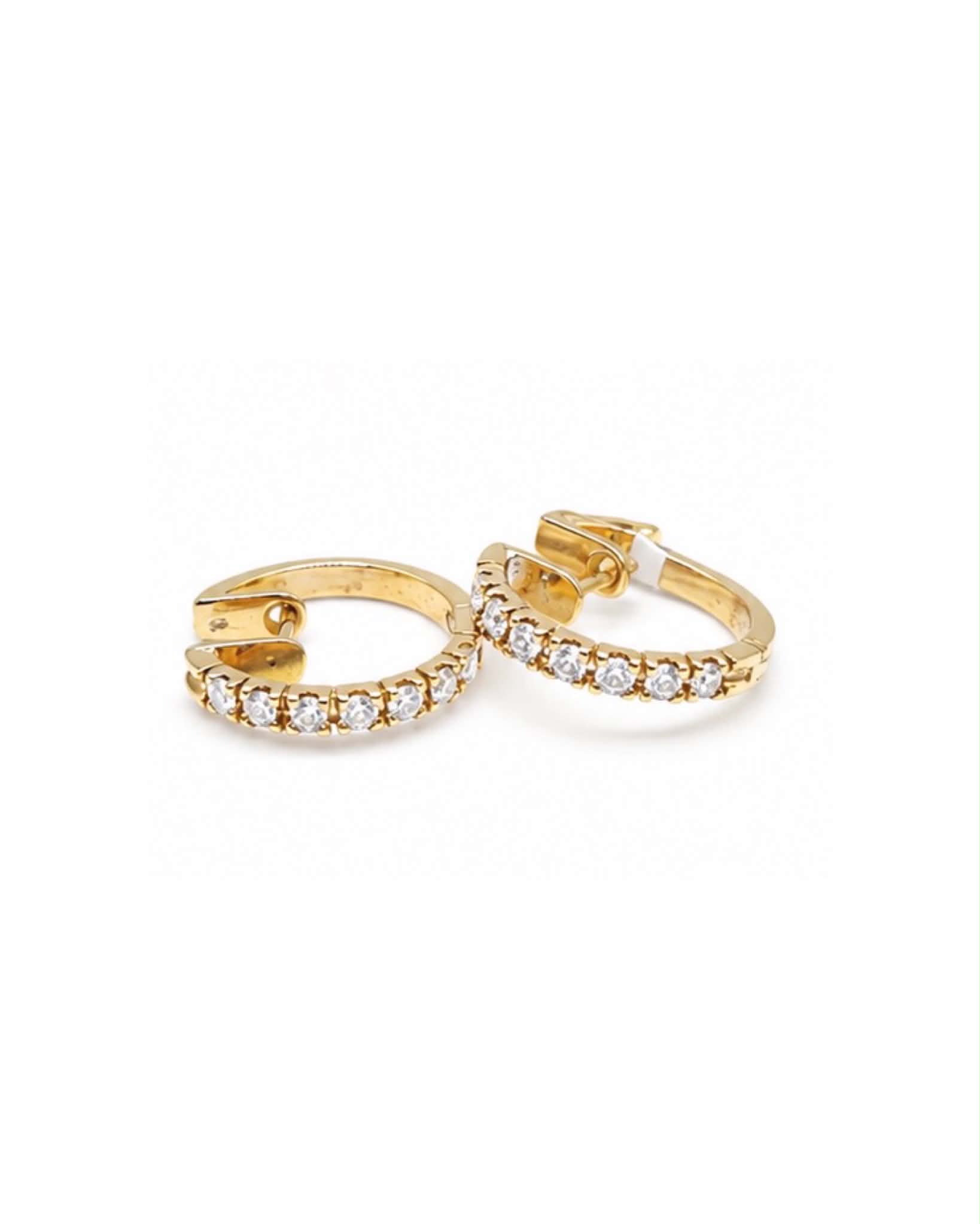 Classic Golden Round Hoop Diamond Earrings 14K
