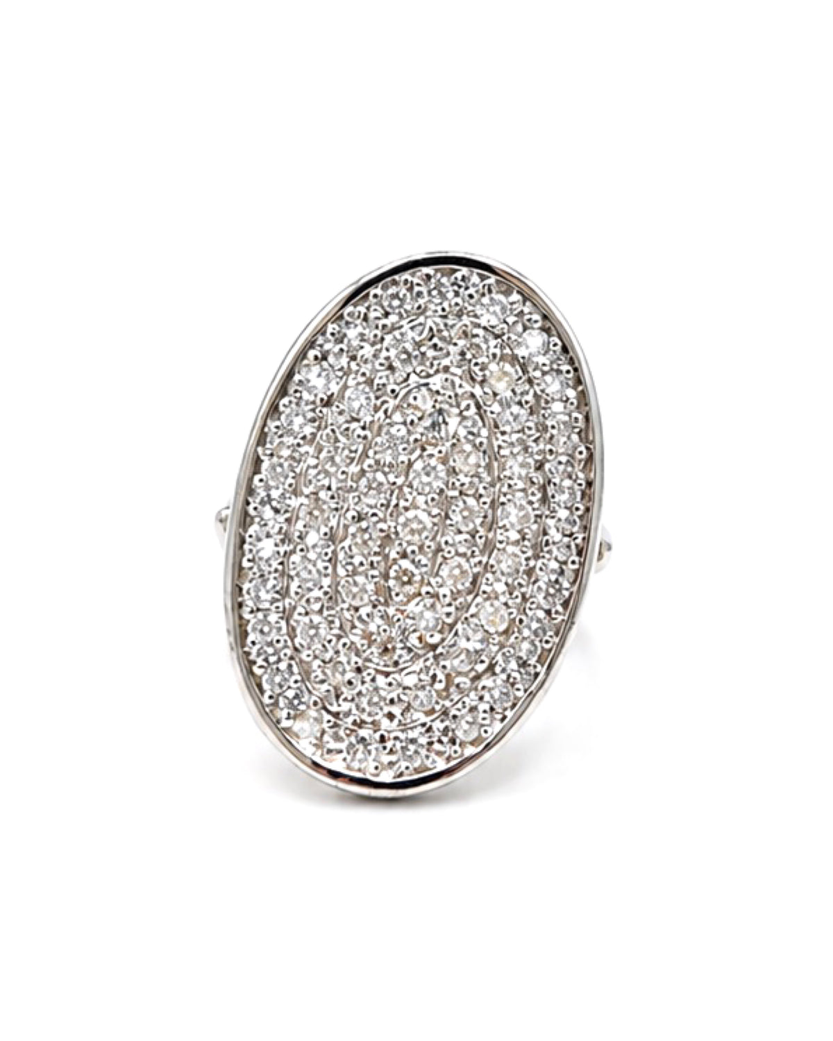 Classic Oval Elongated Statement Diamond Ring 14K