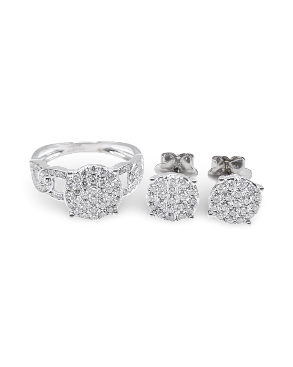 Classic Round Infinity Paved Diamond Jewelry Set 14K