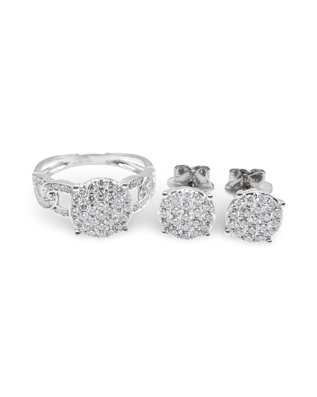 Classic Round Infinity Paved Diamond Jewelry Set 14K