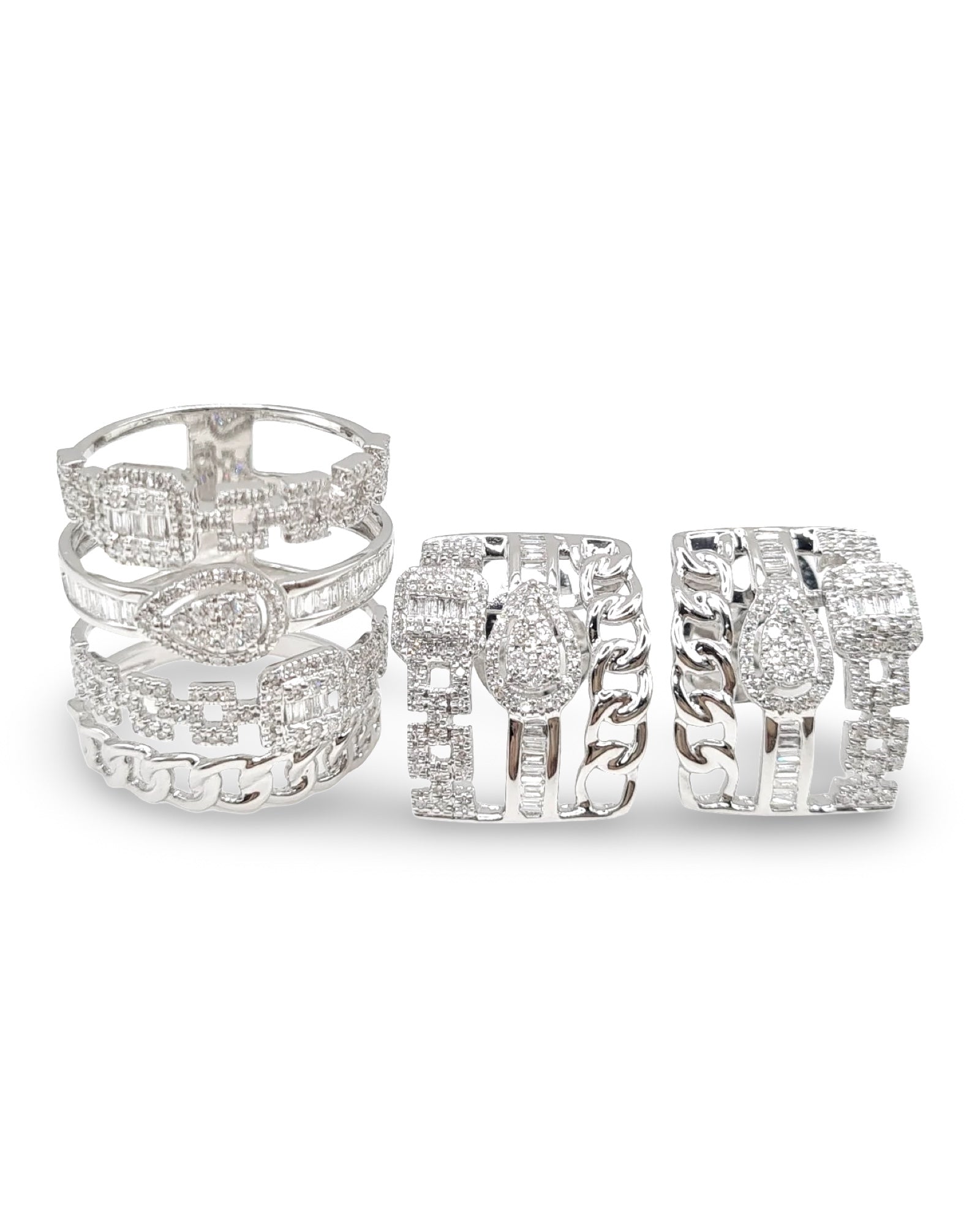 Layered Chain Deco Statement Diamond Jewelry Set 14K