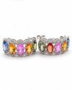 Rainbow Sapphire Gemstones Diamond Earrings 18K