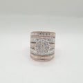 Two Tone Stack Round Statement Diamond Ring 14K