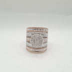 Two Tone Stack Round Statement Diamond Ring 14K