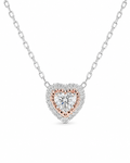 Classic Heart Two-Tone Invisible Setting Diamond Necklace 14K