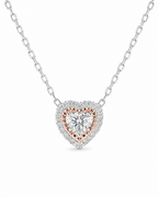 Classic Heart Two-Tone Invisible Setting Diamond Necklace 14K