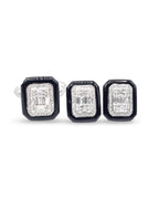 Emerald Onyx Gemstones Stud Diamond Jewelry Set 14K