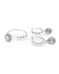 Rare Fancy Blue Diamond Overlap Hoop Dangling Diamond Jewelry Set 14K