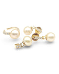 11mm South Sea Pearl Golden Paved Diamond Jewelry Set 14K