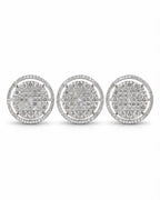 Classic Round Halo Invisible Setting Statement Diamond Jewelry Set 14K