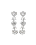 Classic Heart Halo Leaf Dangling Diamond Earrings 14K