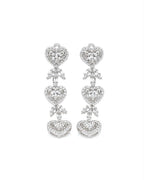 Classic Heart Halo Leaf Dangling Diamond Earrings 14K