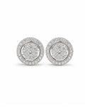 Classic Round Halo Stud Diamond Earrings 14K