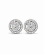 Classic Round Halo Stud Diamond Earrings 14K