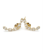 Classic Golden Baguette Ear Crawler Diamond Earrings 18K