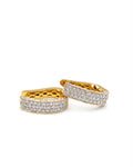 Classic Golden Round Paved Hoop Diamond Earrings 18K