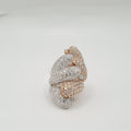 Two Tone Swirl Hip-Hop Statement Diamond Ring 18K