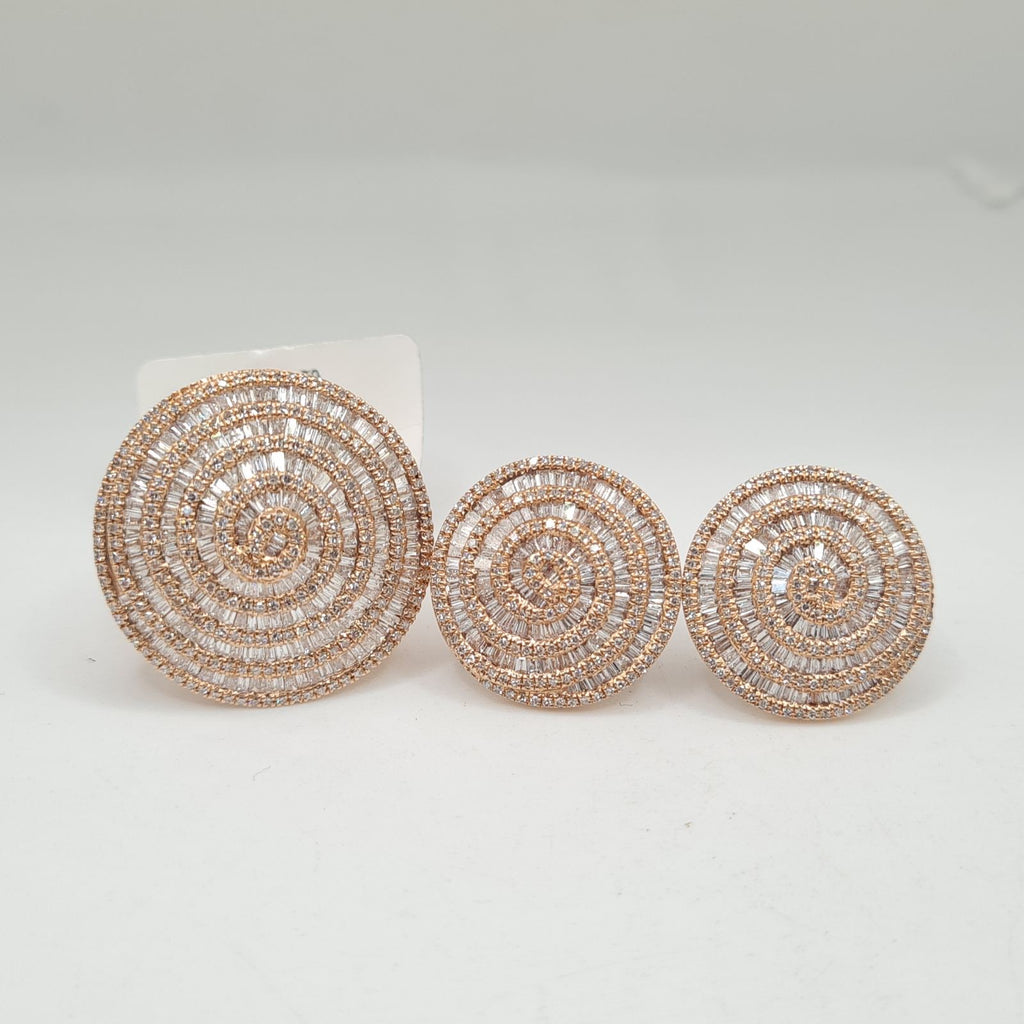 Rosegold Round Statement Diamond Jewelry Set 14K