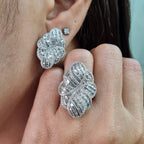 Floral Deco Statement Diamond Jewelry Set 14K