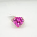 Heart Pink Amethyst Gemstones Rosegold Paved Diamond Ring 14K