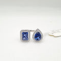 X Blue Sapphire Gemstones Overlap Diamond Ring 14K