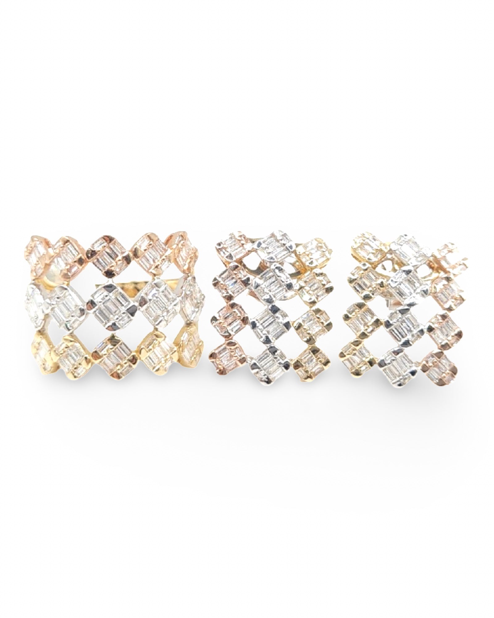 Tricolor Huggie Stack Diamond Jewelry Set 14K
