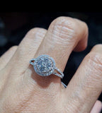 Classic Round Halo Paved Diamond Ring 18K