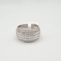 Round Layered Cabochon Half Eternity Diamond Ring 18K