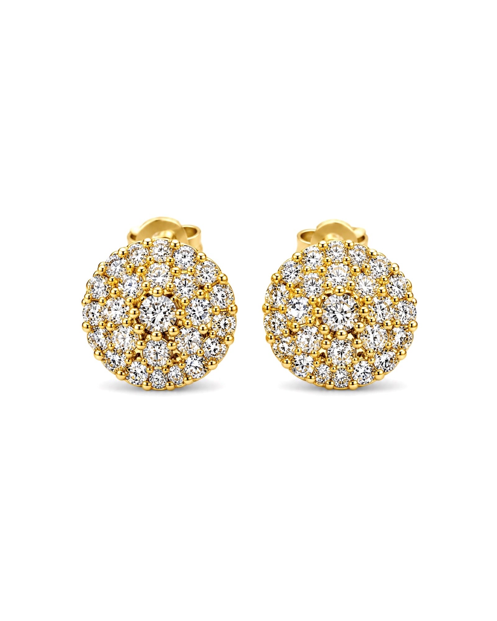 Classic Round Pave Stud Diamond Earrings 18K