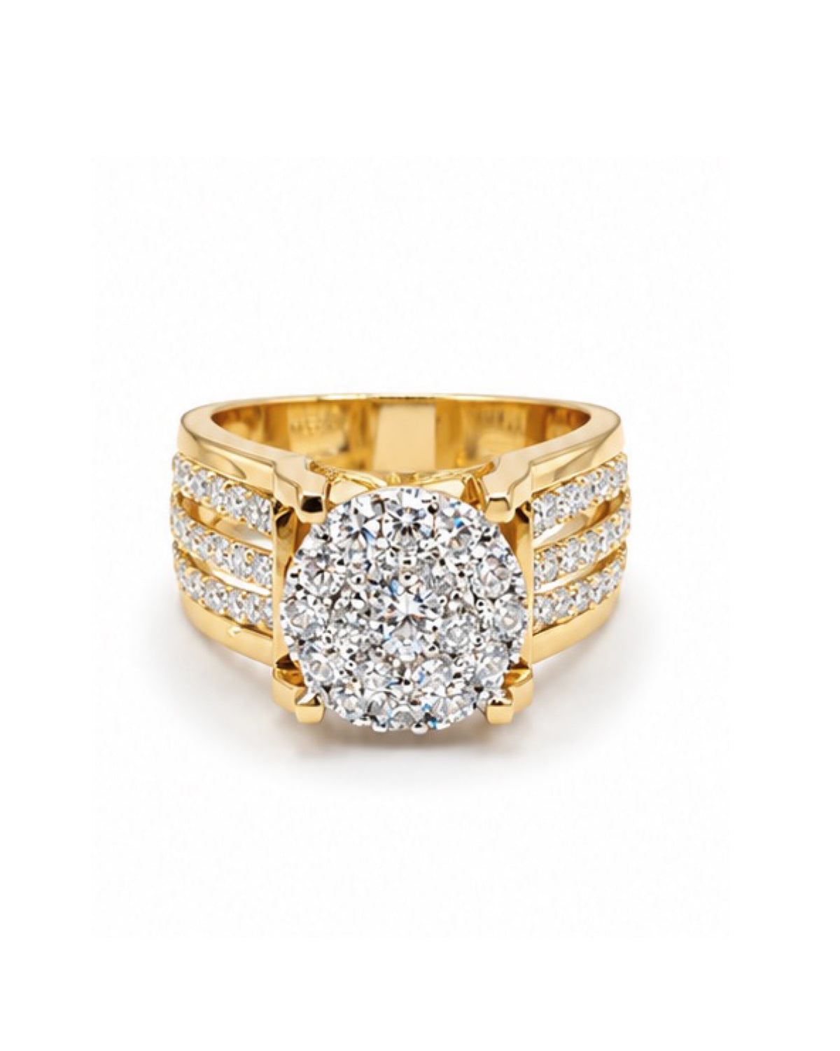 Classic Round Cathedral Paved Diamond Ring 18K